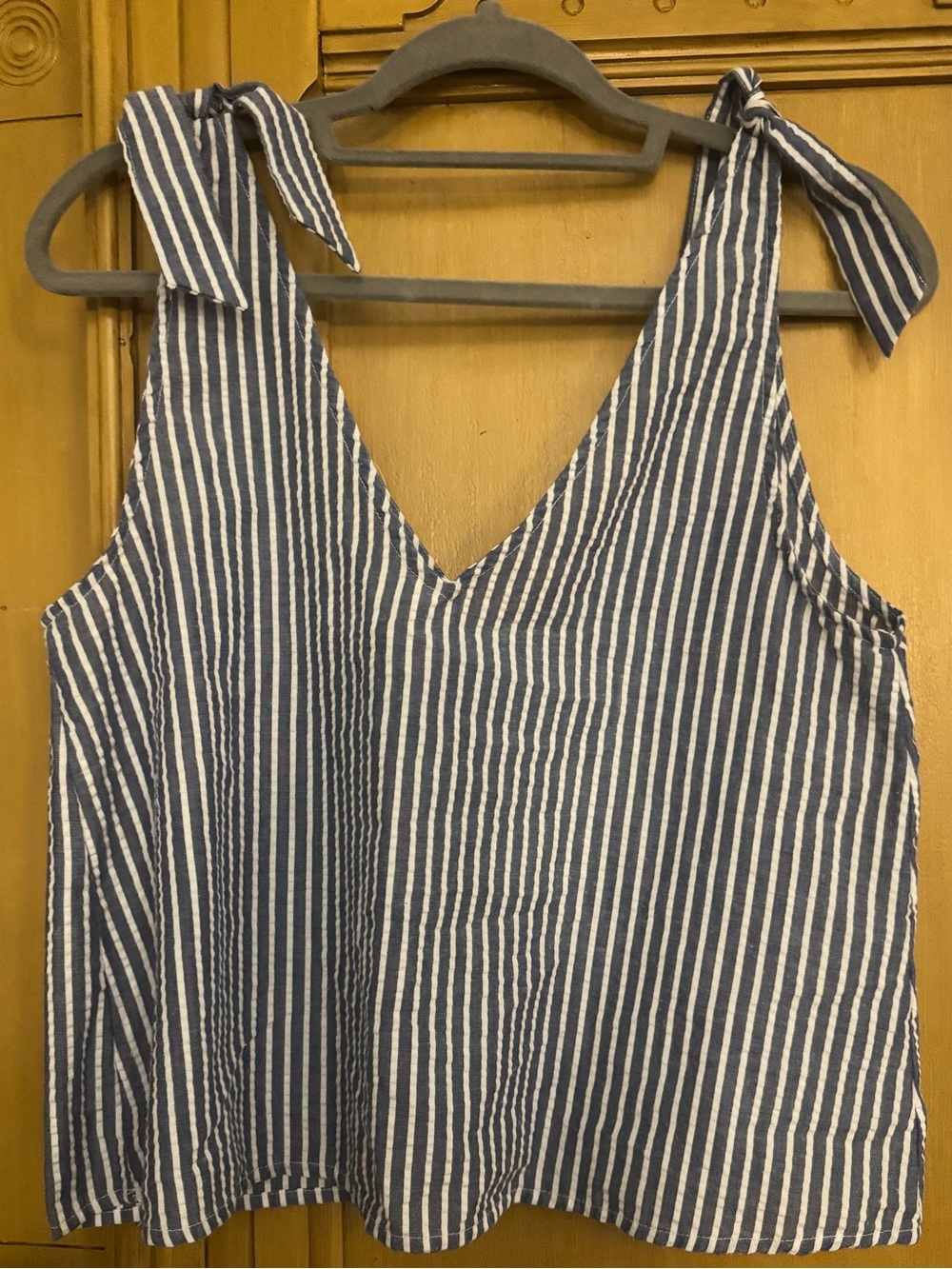 Cotton On Blue White Striped Tie Shoulder Crop Tank Top Women’s S Cotton